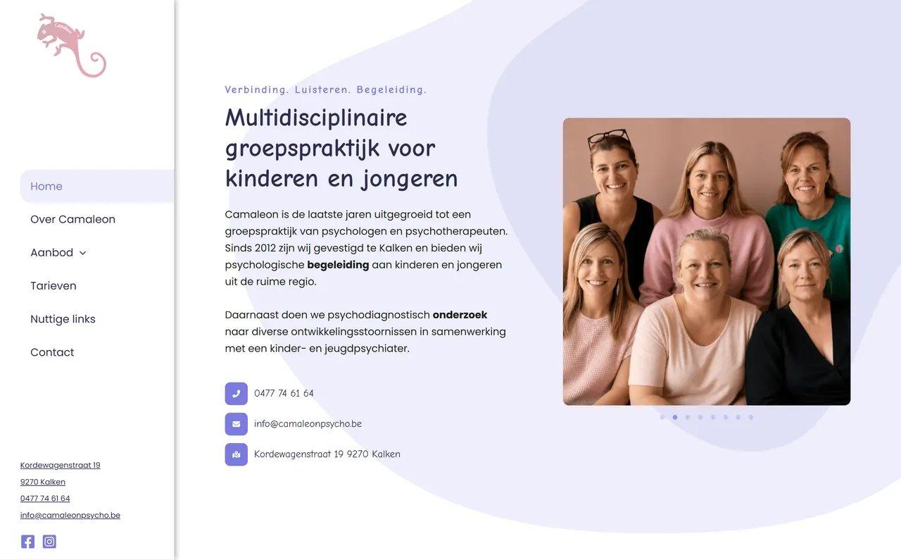 Startpagina van camaleonpsycho.be