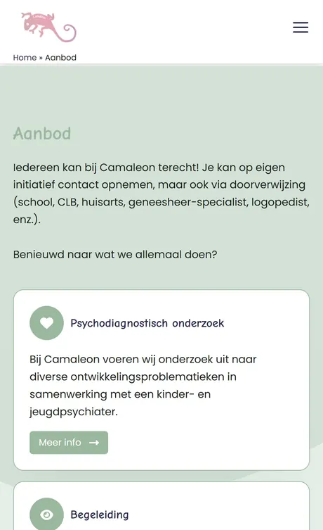 Aanbodpagina van Camaleon op een smartphone