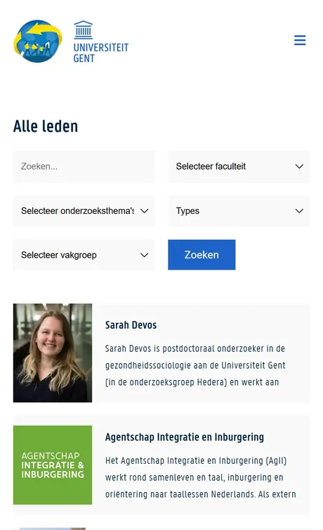Ledenlijst van CESSMIR op een smartphone