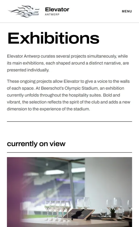 Expo-pagina van Elevator op een smartphone