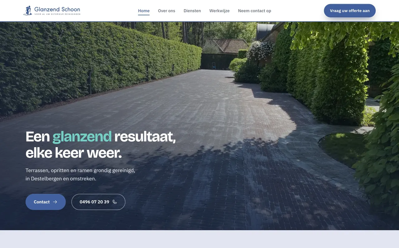 Startpagina van glanzendschoon.be