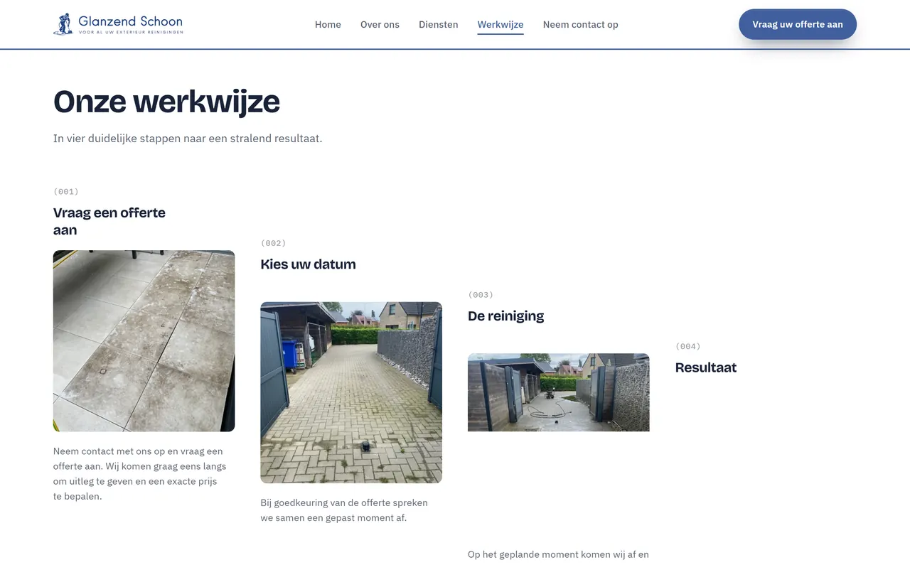 De werkwijze van Glanzend Schoon in vier stappen