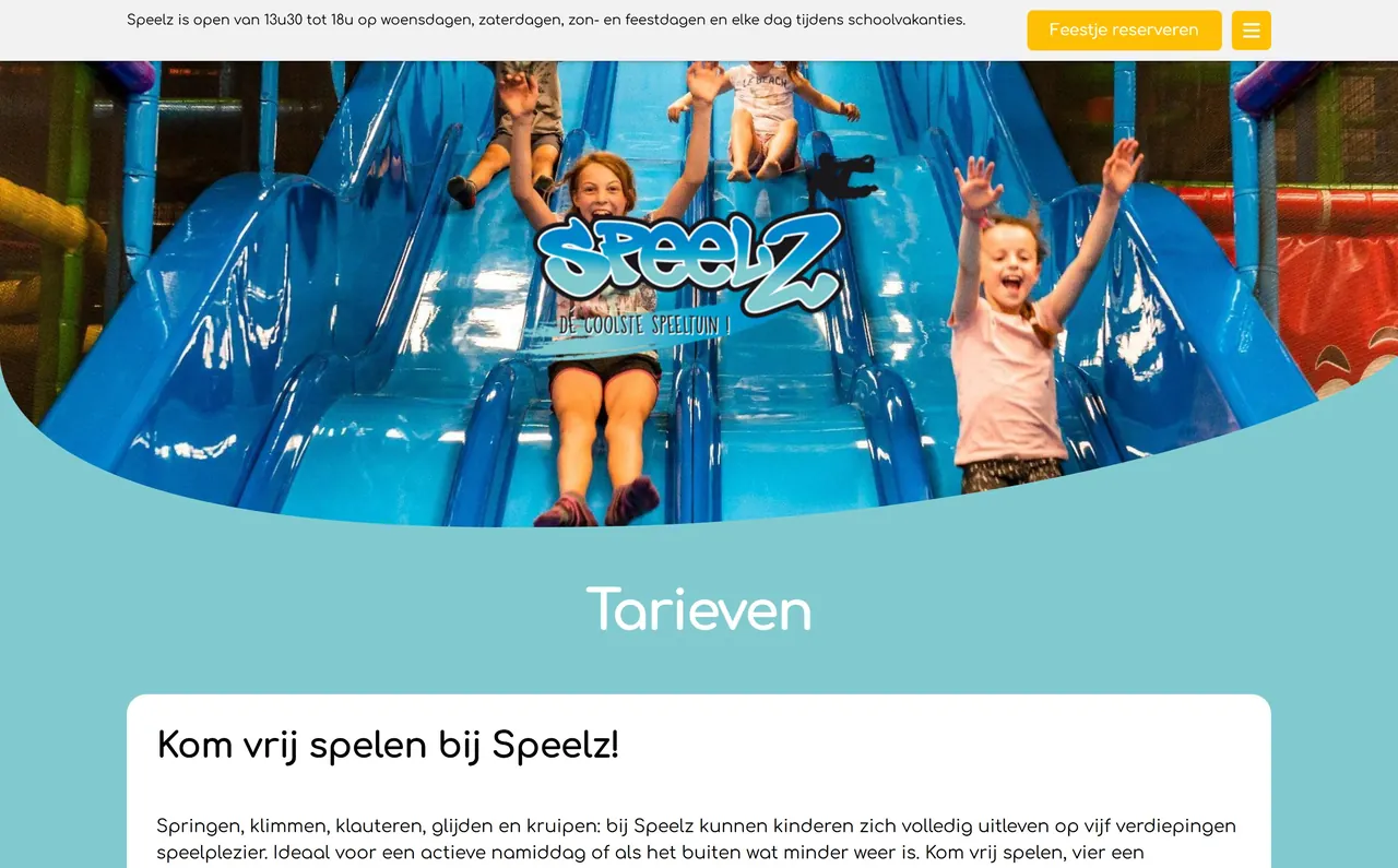 Tarievenpagina van Speelz