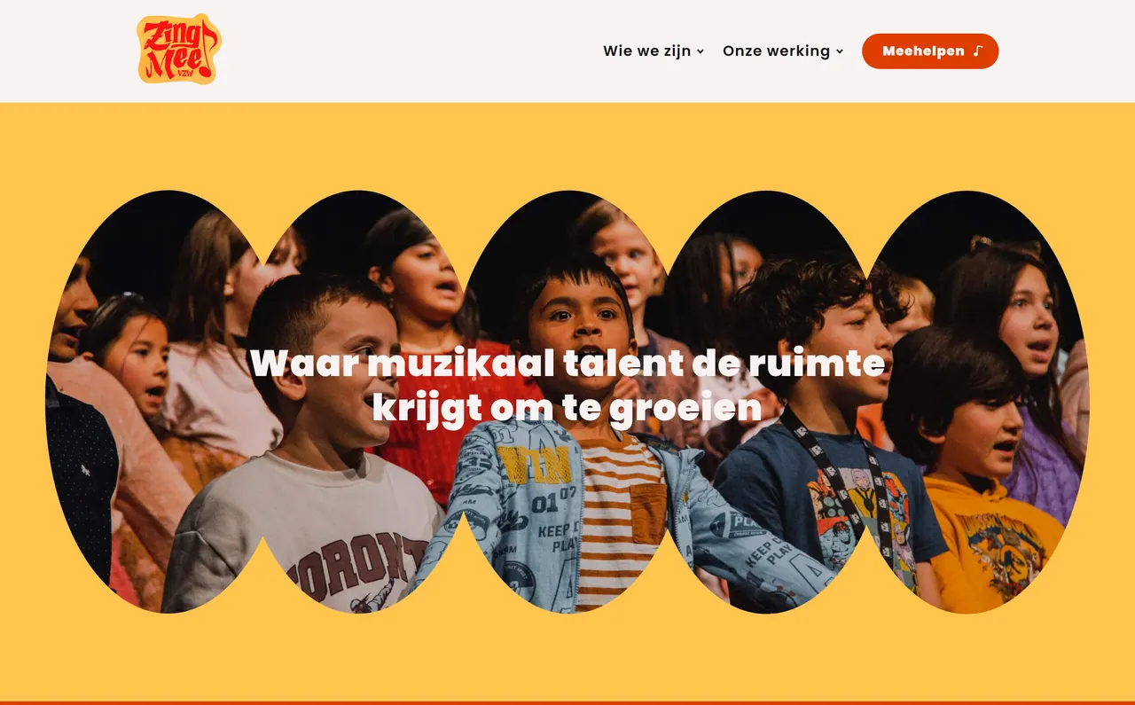 Startpagina van zingmeevzw.be